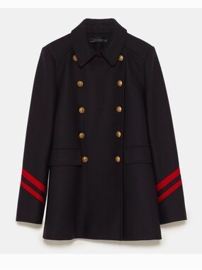 Zara Manteco Wool Military Coat Size XS